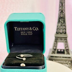 TIFFANY&Co. Elsa Peretti Hoop Ring Diamond Platinum Size 5